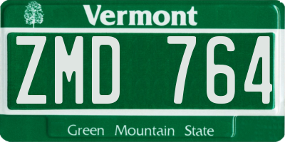 VT license plate ZMD764