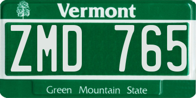 VT license plate ZMD765