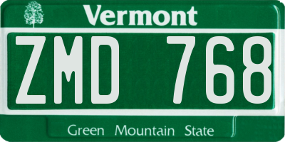 VT license plate ZMD768