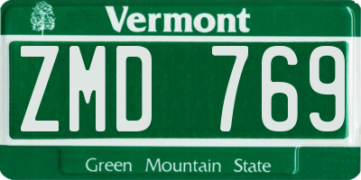 VT license plate ZMD769