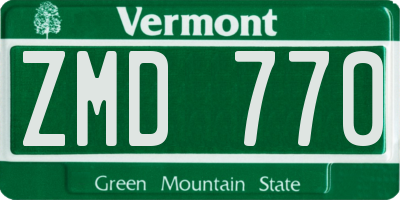VT license plate ZMD770