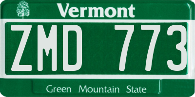 VT license plate ZMD773