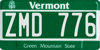 VT license plate ZMD776