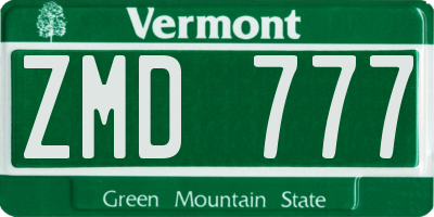 VT license plate ZMD777
