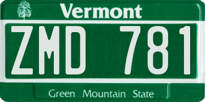 VT license plate ZMD781