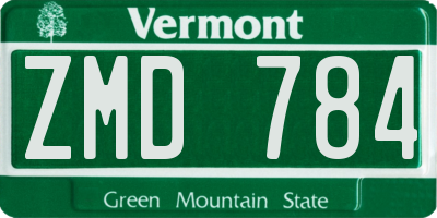 VT license plate ZMD784