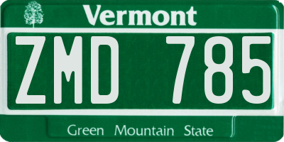VT license plate ZMD785