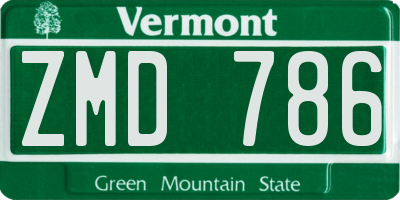 VT license plate ZMD786
