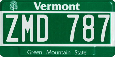 VT license plate ZMD787