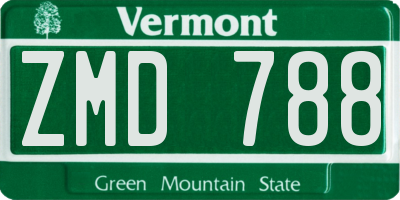 VT license plate ZMD788