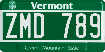 VT license plate ZMD789