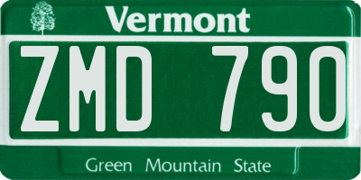VT license plate ZMD790
