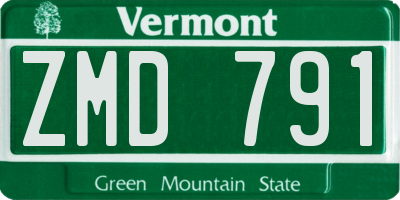 VT license plate ZMD791
