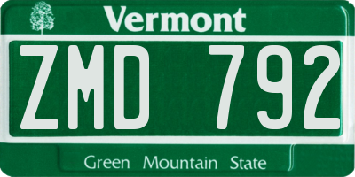 VT license plate ZMD792