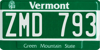 VT license plate ZMD793
