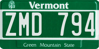 VT license plate ZMD794