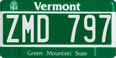 VT license plate ZMD797