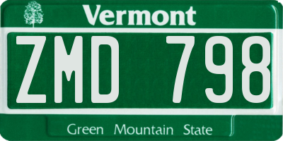 VT license plate ZMD798