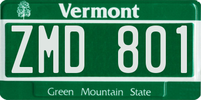 VT license plate ZMD801