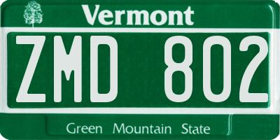 VT license plate ZMD802