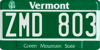 VT license plate ZMD803