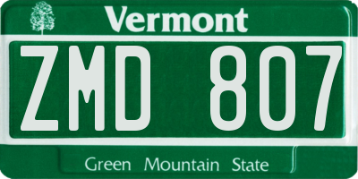 VT license plate ZMD807