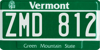VT license plate ZMD812