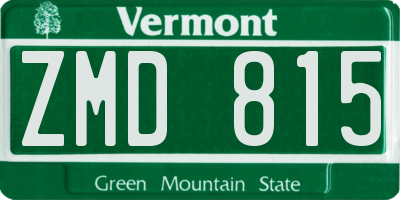 VT license plate ZMD815