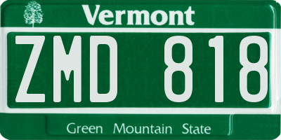VT license plate ZMD818