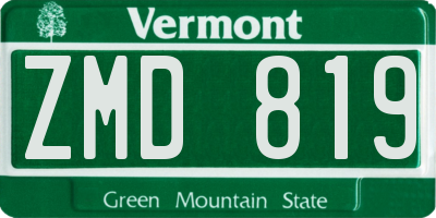 VT license plate ZMD819