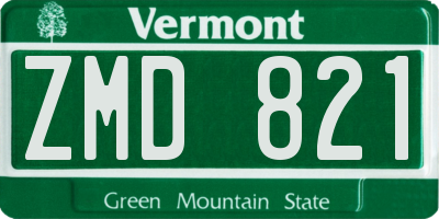 VT license plate ZMD821