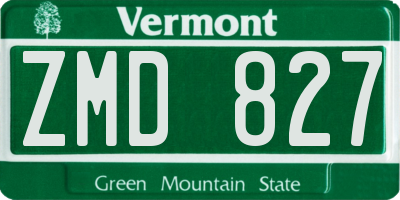 VT license plate ZMD827