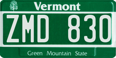 VT license plate ZMD830