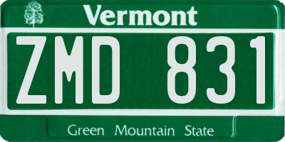 VT license plate ZMD831