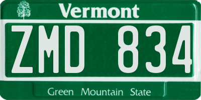 VT license plate ZMD834