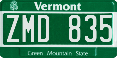 VT license plate ZMD835