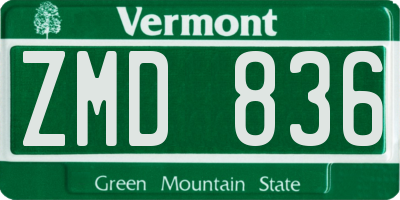 VT license plate ZMD836