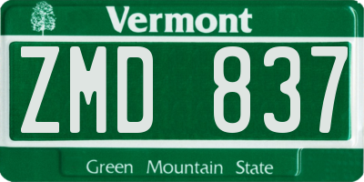 VT license plate ZMD837