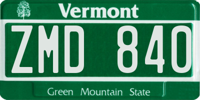 VT license plate ZMD840