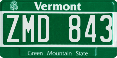 VT license plate ZMD843