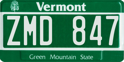 VT license plate ZMD847