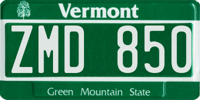 VT license plate ZMD850