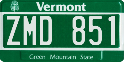 VT license plate ZMD851