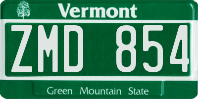 VT license plate ZMD854