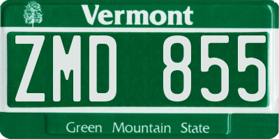 VT license plate ZMD855