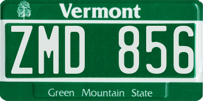 VT license plate ZMD856
