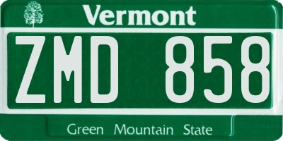 VT license plate ZMD858