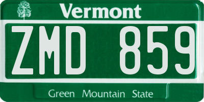 VT license plate ZMD859
