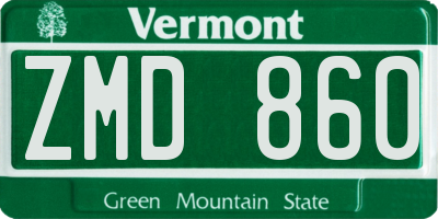 VT license plate ZMD860