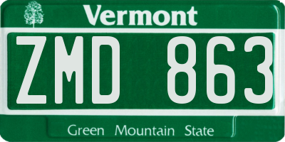 VT license plate ZMD863